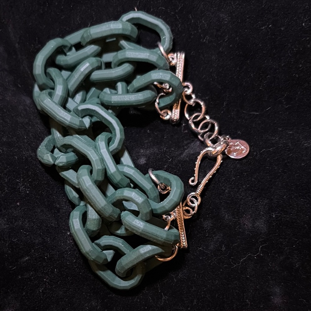 Sassy Jones Green Bracelet, Silver accent hardware is a must-see in person!